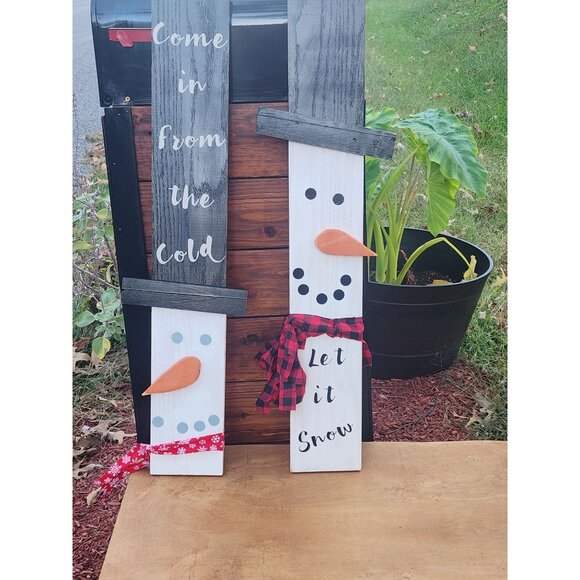 Handmade Wooden Snowman Porch Boards With Hat & Scarve - Picture 4 of 4